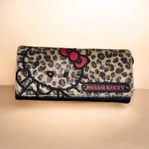 Hello Kitty Quilted Black and Leopard Print Wallet